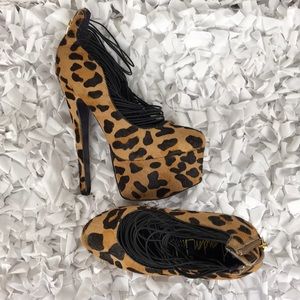 London Trash Leopard Print Platform Heels